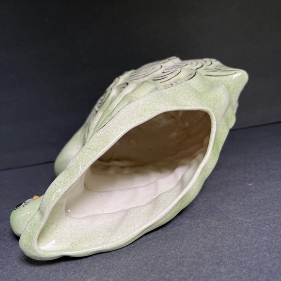 VTG Large Vase Swan Green Victorian Gold Figural Planter Ceramic - Picture 5 of 7